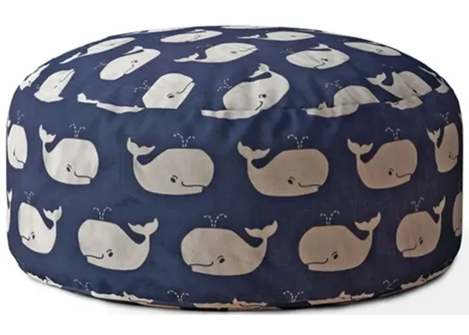 Twill Round Whale Pouf Cover - Blue