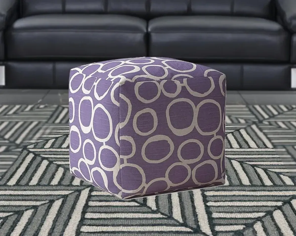 Cotton, Abstract Pouf Cover - Purple / White