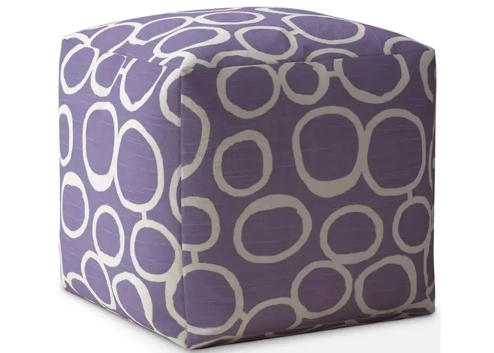 Cotton, Abstract Pouf Cover - Purple / White