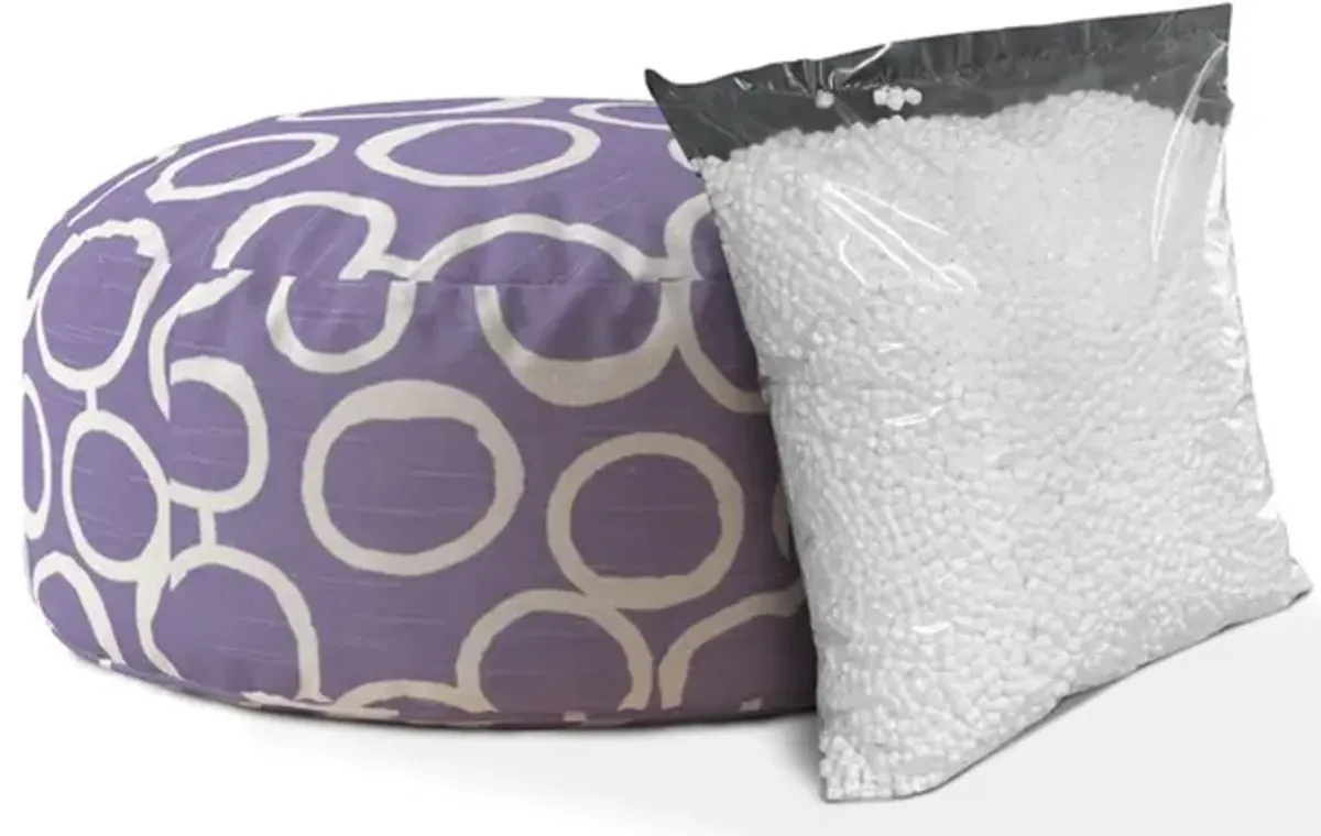 Cotton Round, Abstract Pouf Cover - Purple / White