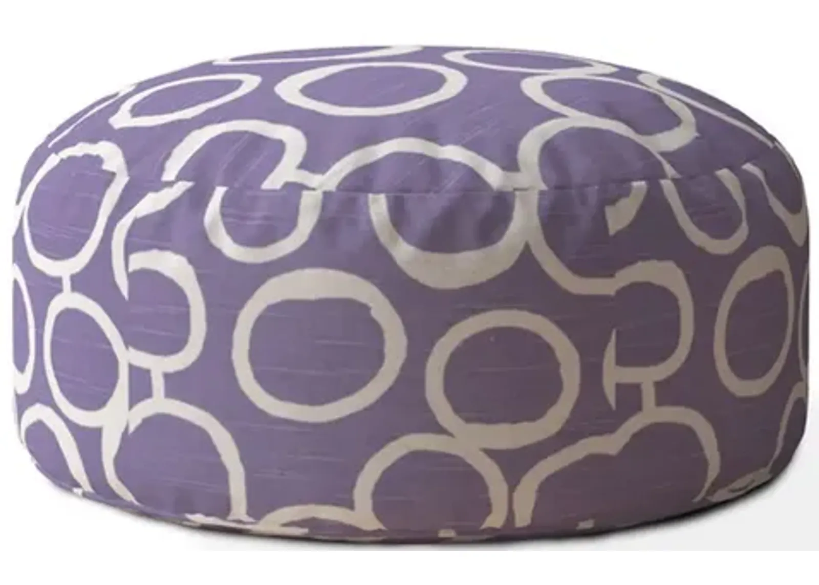 Cotton Round, Abstract Pouf Cover - Purple / White