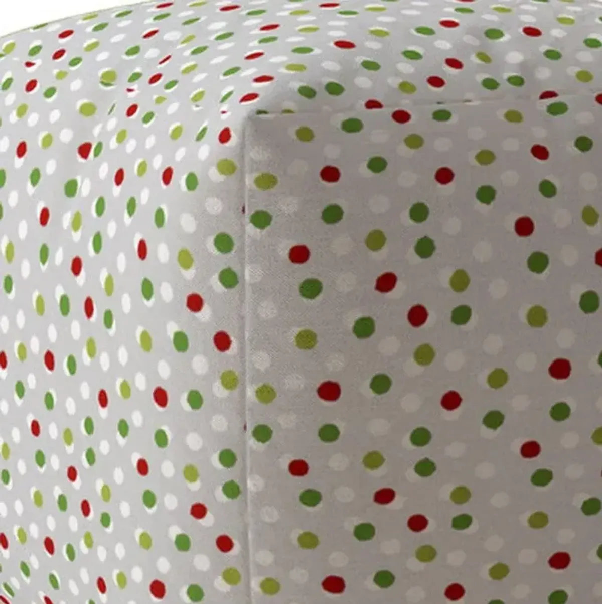 Cotton Polka Dots Pouf Cover - Green