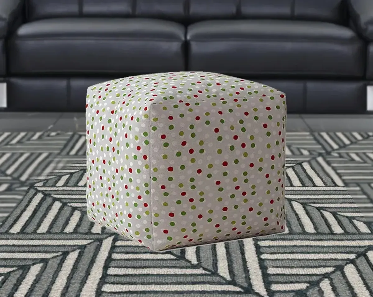 Cotton Polka Dots Pouf Cover - Green