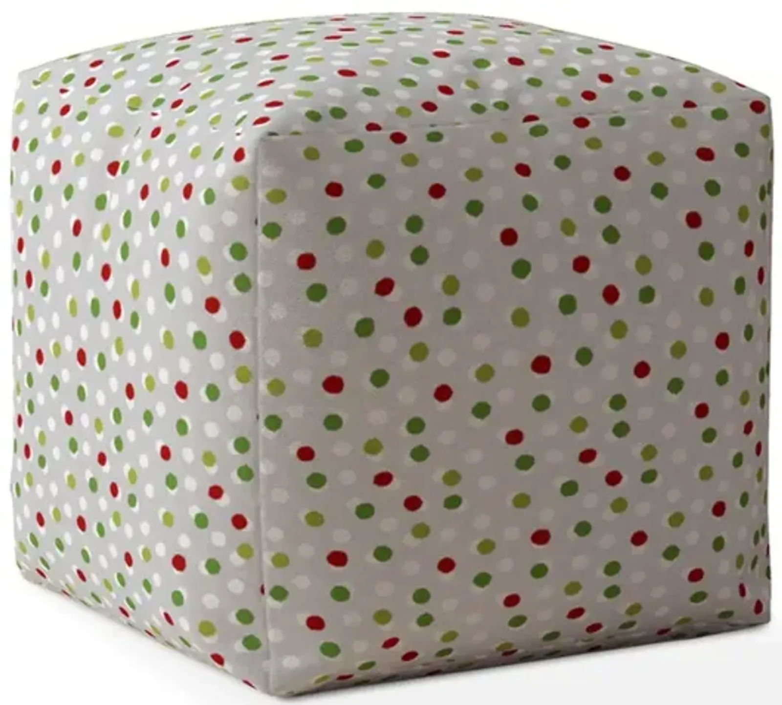 Cotton Polka Dots Pouf Cover - Green