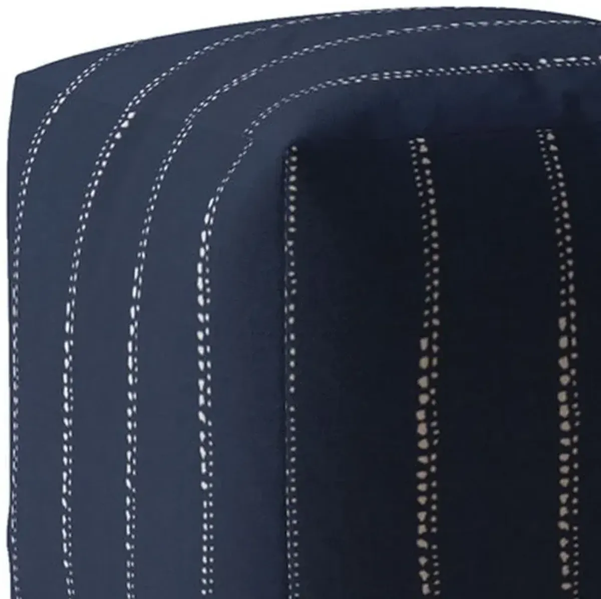 Cotton Striped Pouf Cover - Blue