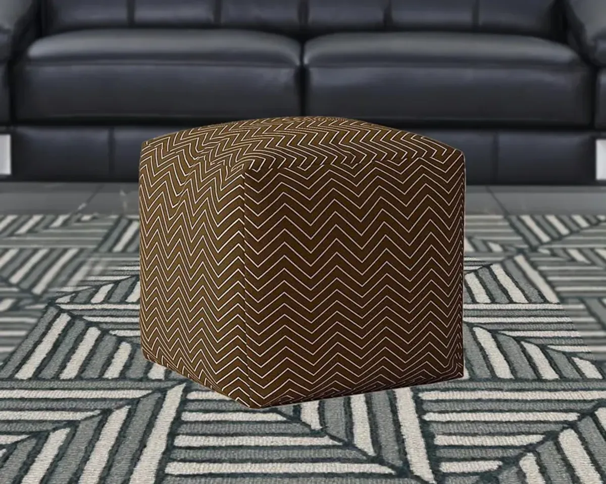 Cotton Chevron Pouf Cover - Brown