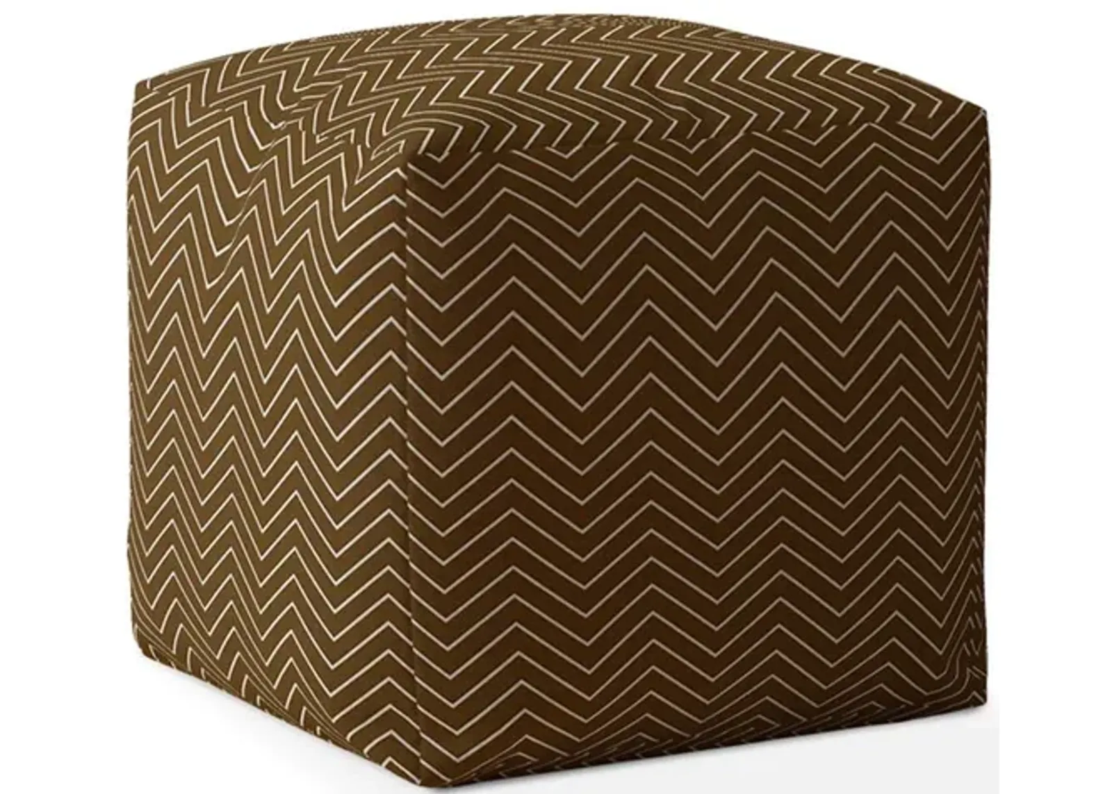 Cotton Chevron Pouf Cover - Brown