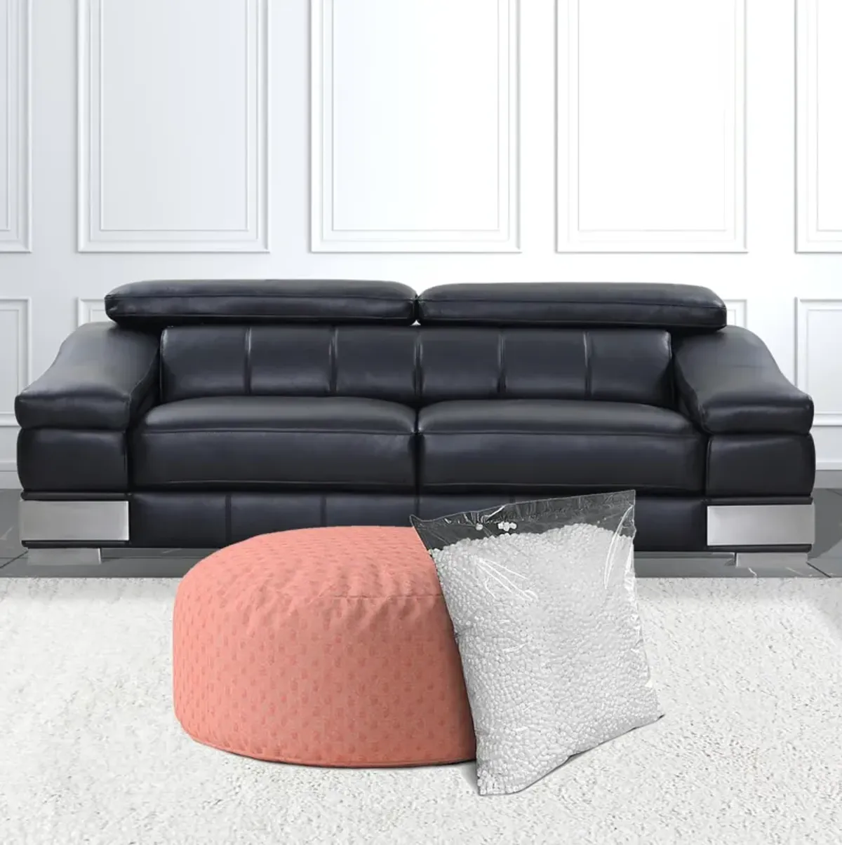 Polyester Round Pouf Cover - Pink