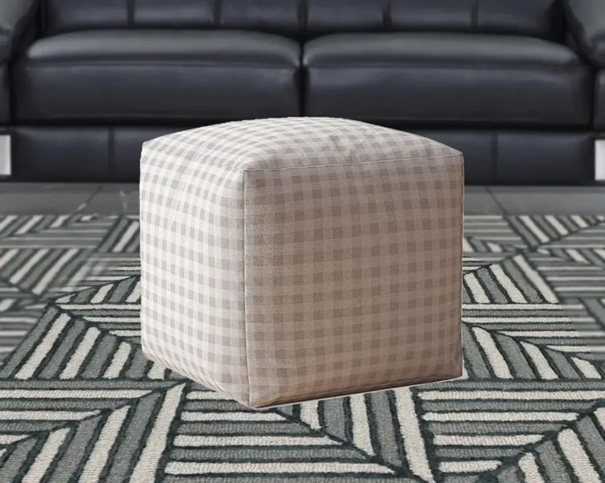 Cotton Gingham Pouf Cover - Gray