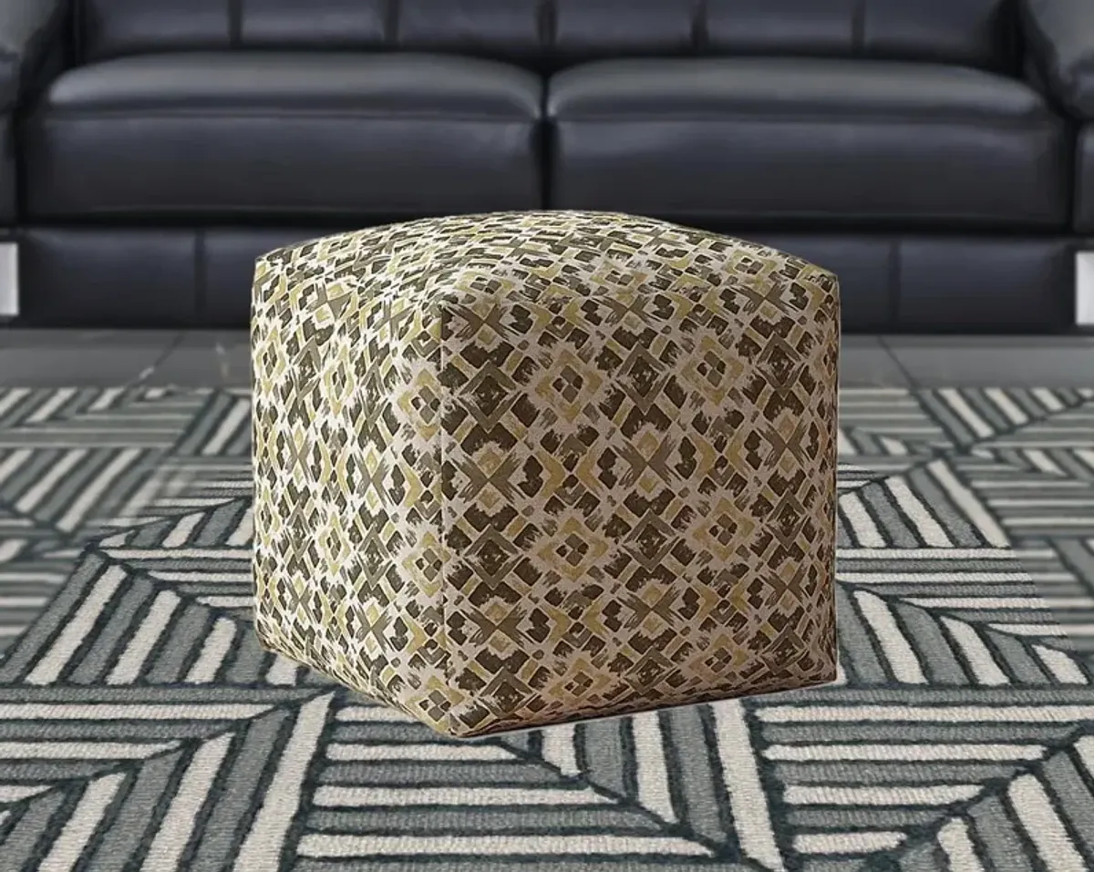 Cotton Geometric Pouf Cover - Beige