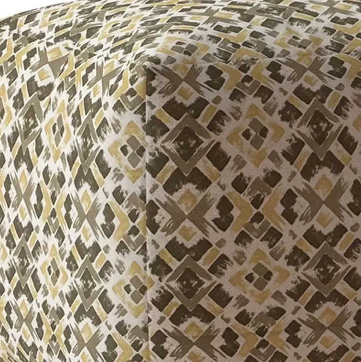 Cotton Geometric Pouf Cover - Beige