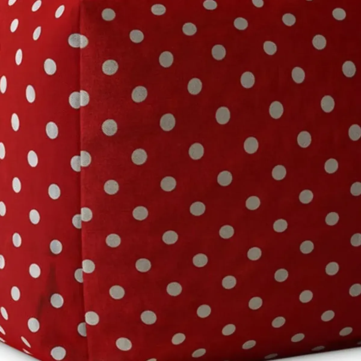 Cotton Polka Dots Pouf Cover - Red / White