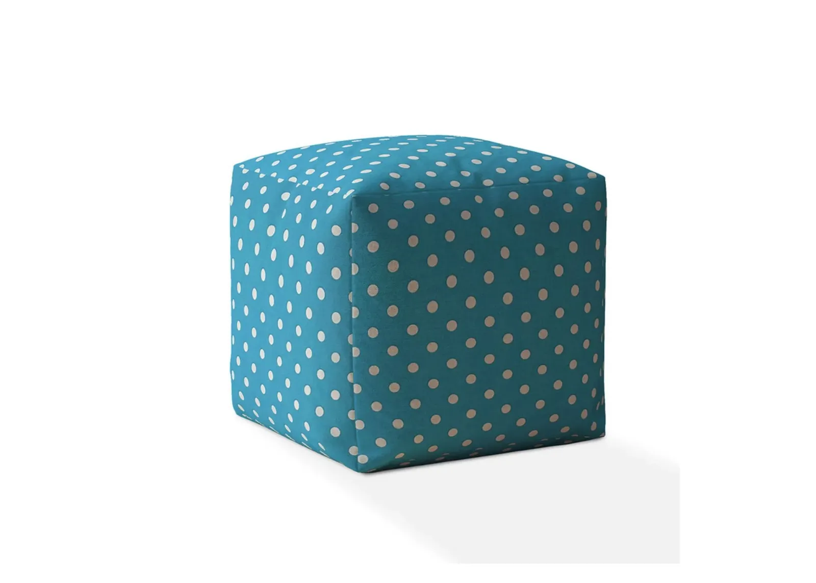 Cotton Polka Dots Pouf Cover - Blue / White