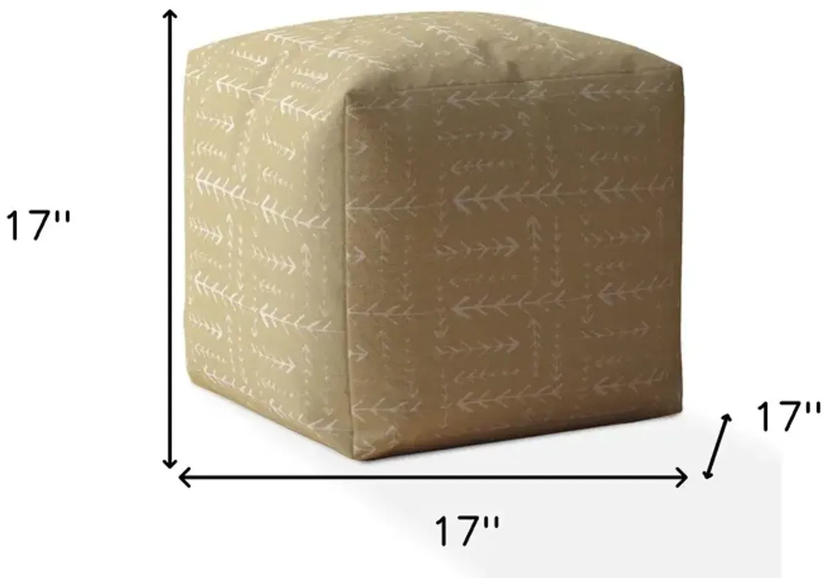 Cotton Abstract Pouf Cover - Beige