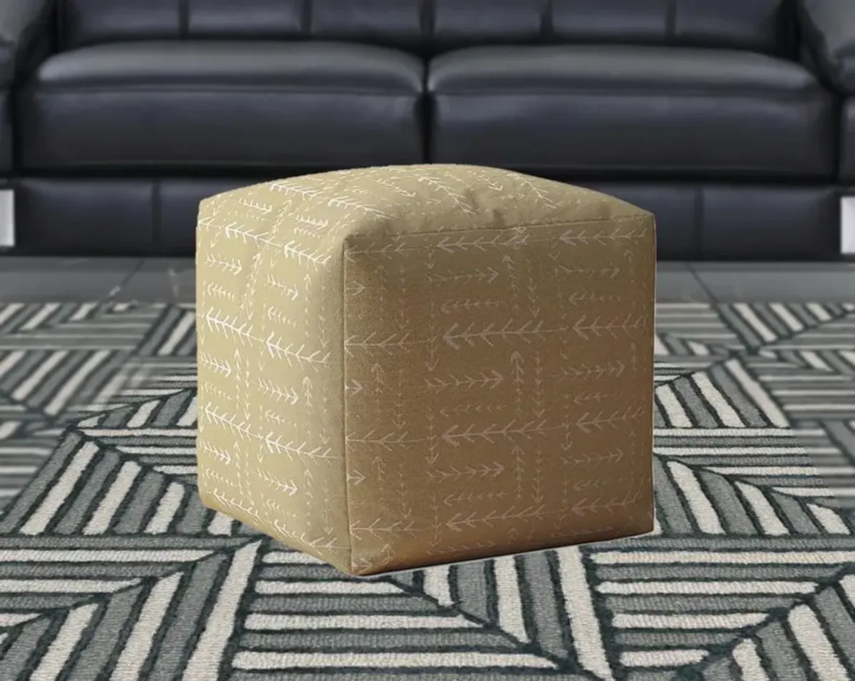 Cotton Abstract Pouf Cover - Beige