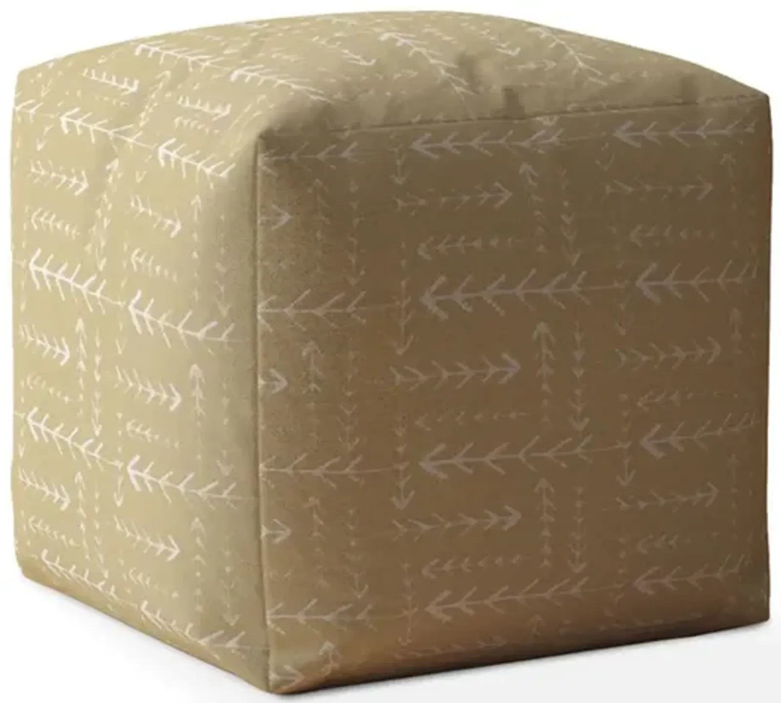 Cotton Abstract Pouf Cover - Beige