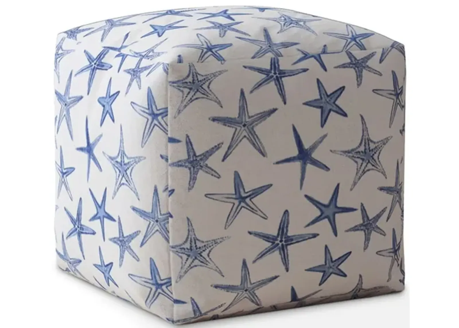 Canvas Abstract Pouf Cover - Blue / White