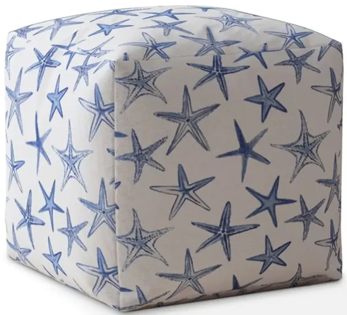 Canvas Abstract Pouf Cover - Blue / White