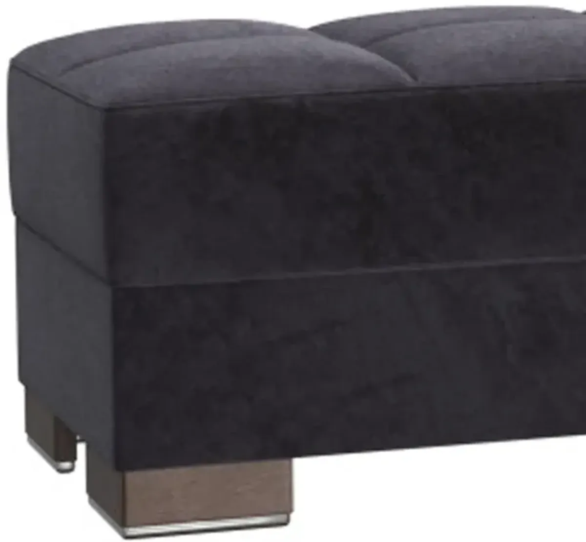 Microfiber Tufted Storage Ottoman - Blue / Brown