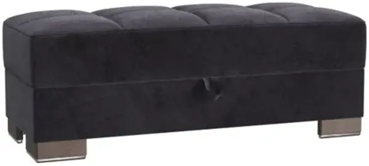 Microfiber Tufted Storage Ottoman - Blue / Brown