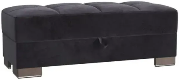 Microfiber Tufted Storage Ottoman - Blue / Brown