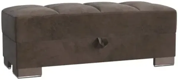 Microfiber Tufted Storage Ottoman - Brown