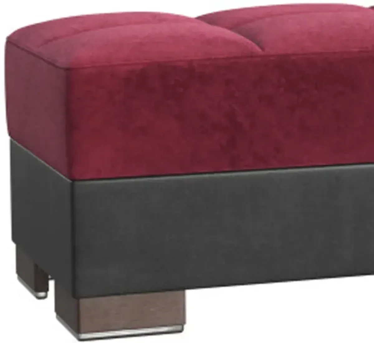 Microfiber Tufted Storage Ottoman - Burgundy / Brown