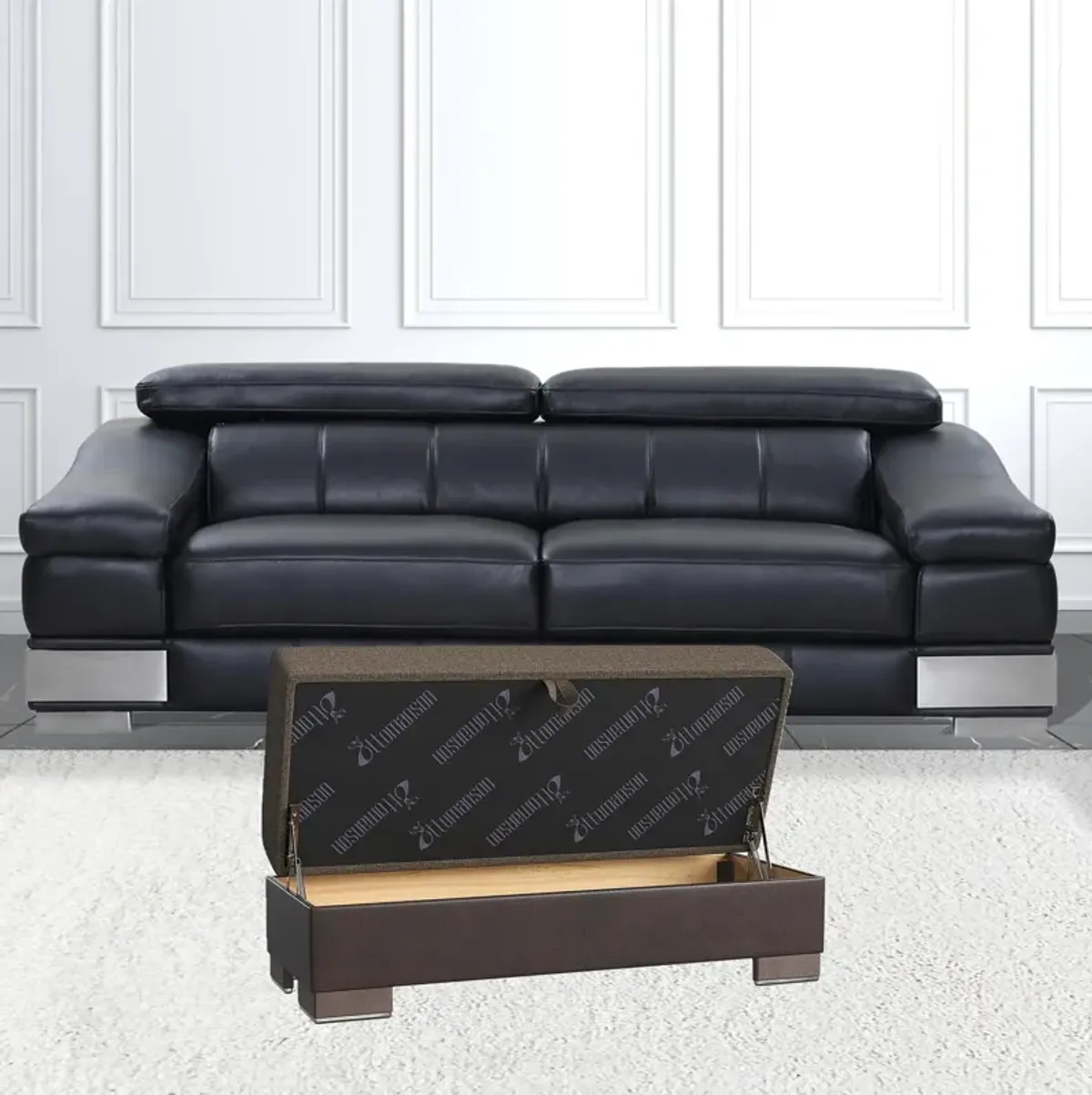 Polyester Blend Tufted Storage Ottoman - Brown