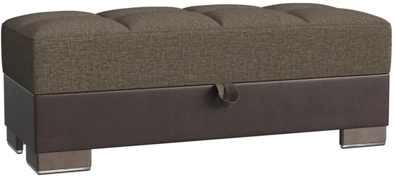 Polyester Blend Tufted Storage Ottoman - Brown