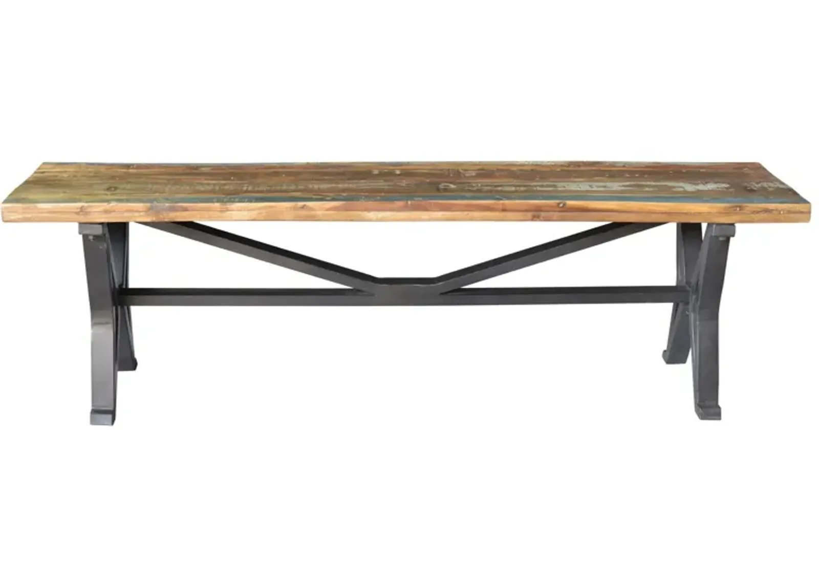 Distressed Solid Wood Dining Bench - Brown / Black