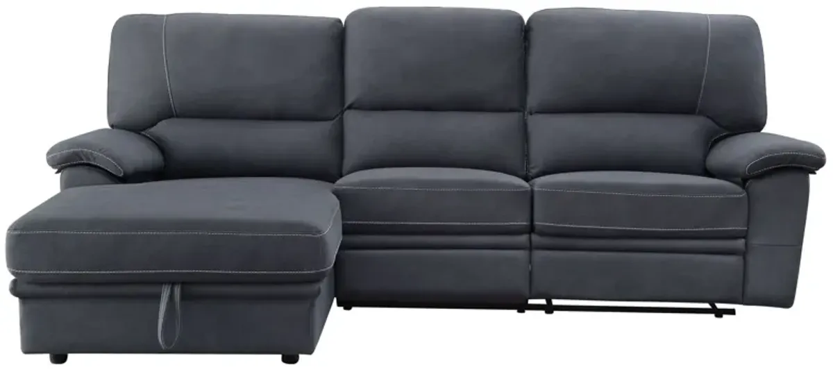 Polyester Reclining L Shaped Three Piece Sofa And Chaise Sectional - Dark Gray
