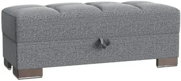 Polyester Blend Tufted Storage Ottoman - Gray / Brown