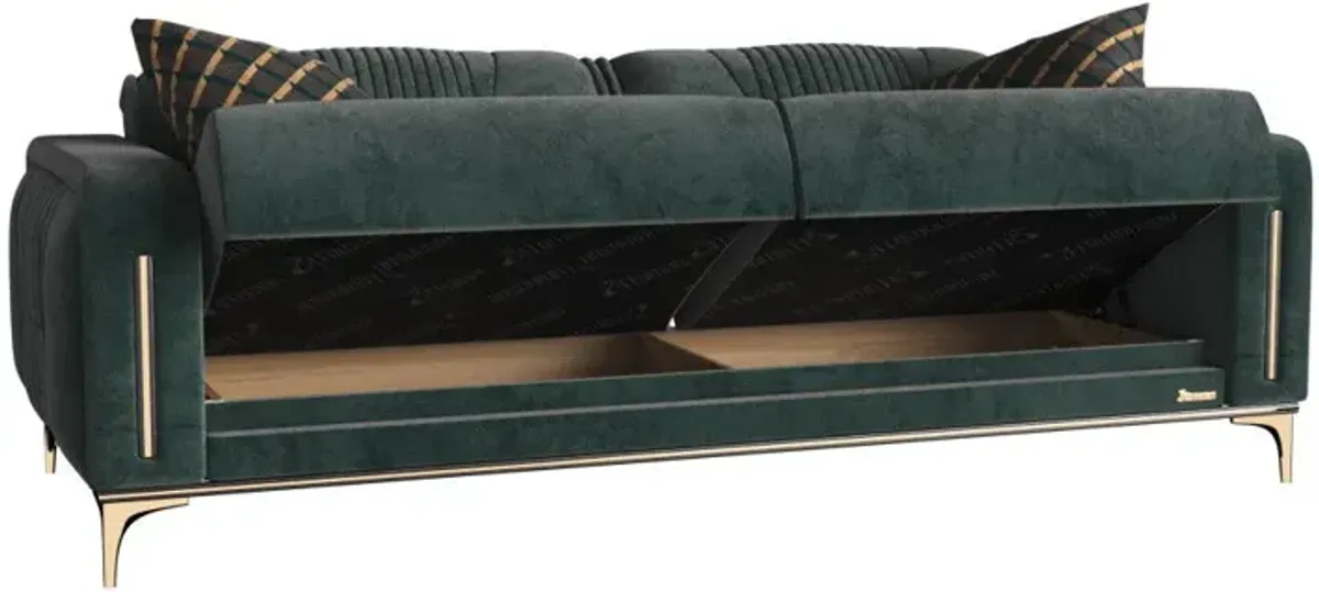 Microfiber Sleeper Sofa And Toss Pillows - Green