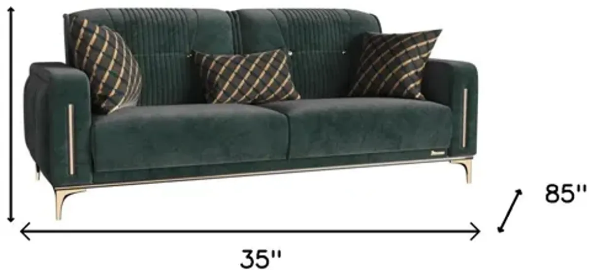 Microfiber Sleeper Sofa And Toss Pillows - Green