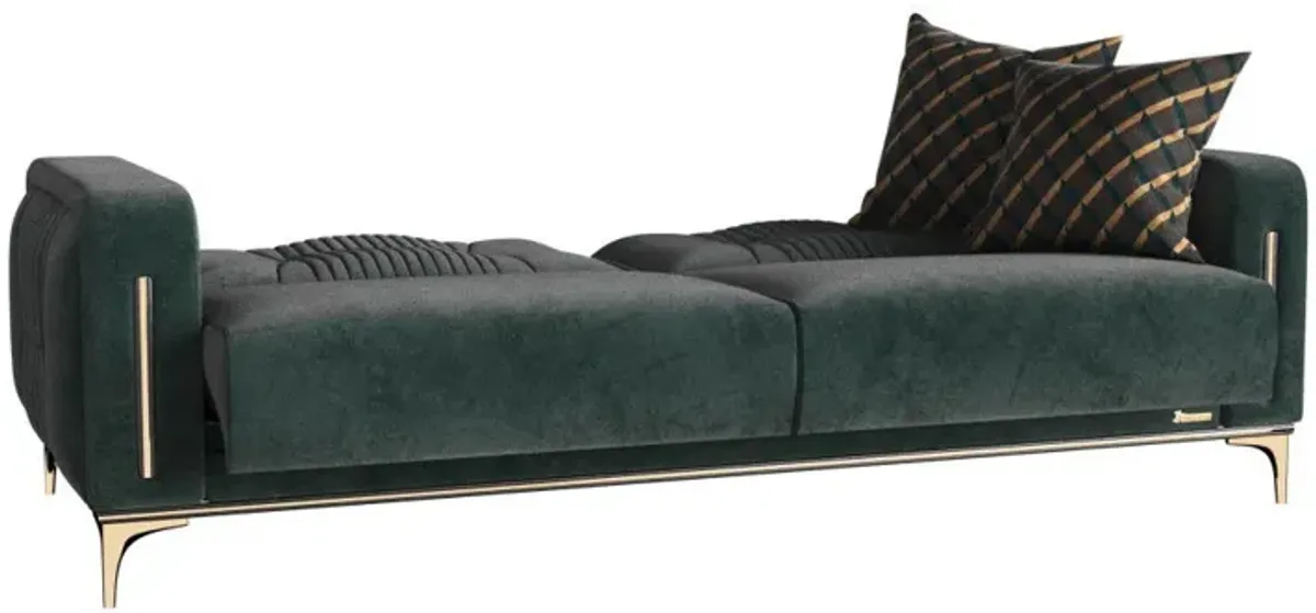 Microfiber Sleeper Sofa And Toss Pillows - Green