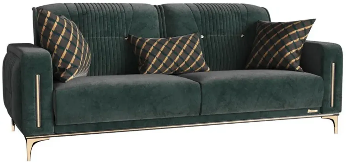 Microfiber Sleeper Sofa And Toss Pillows - Green