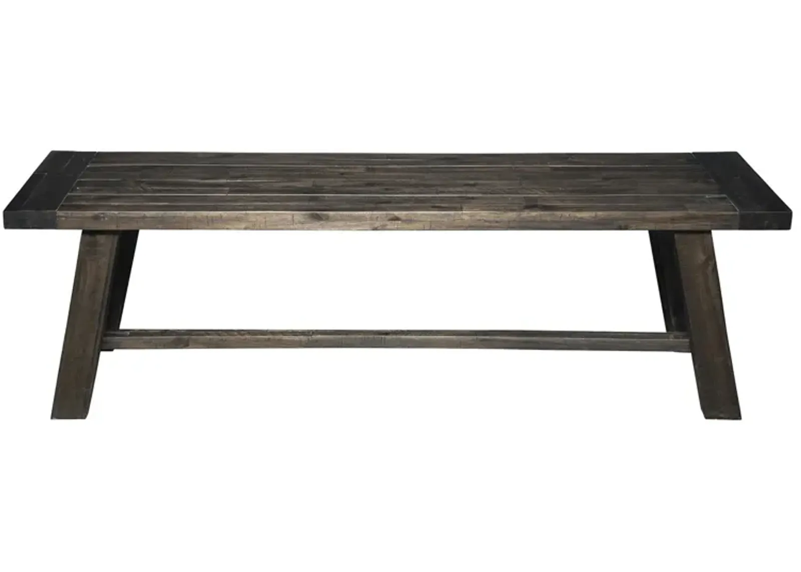 Distressed Wood Dining Bench - Gray / Dark Brown