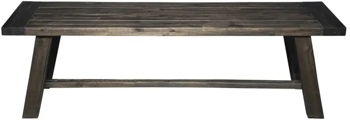 Distressed Wood Dining Bench - Gray / Dark Brown