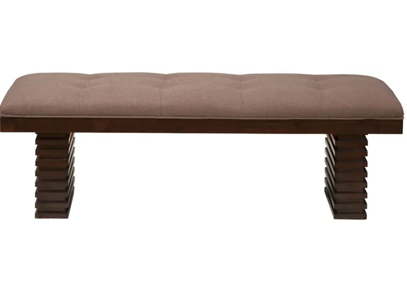 Upholstered Linen Blend Dining Bench - Latte / Espresso