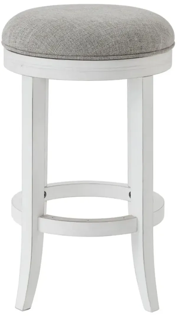 Solid Wood Swivel Backless Counter Height Bar Chair With Footrest 25" - Gray And Antiqued White