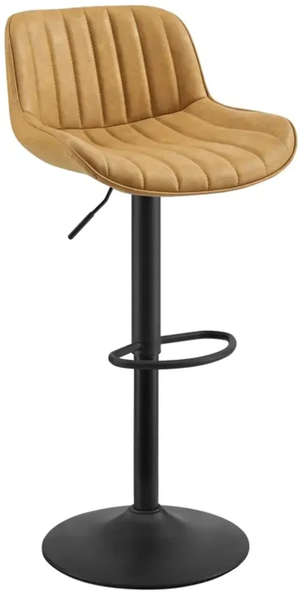 Faux Leather And Steel Swivel Low Back Adjustable Height Bar Chairs With Footrest 42" (Set of 2) - Yellow and Black