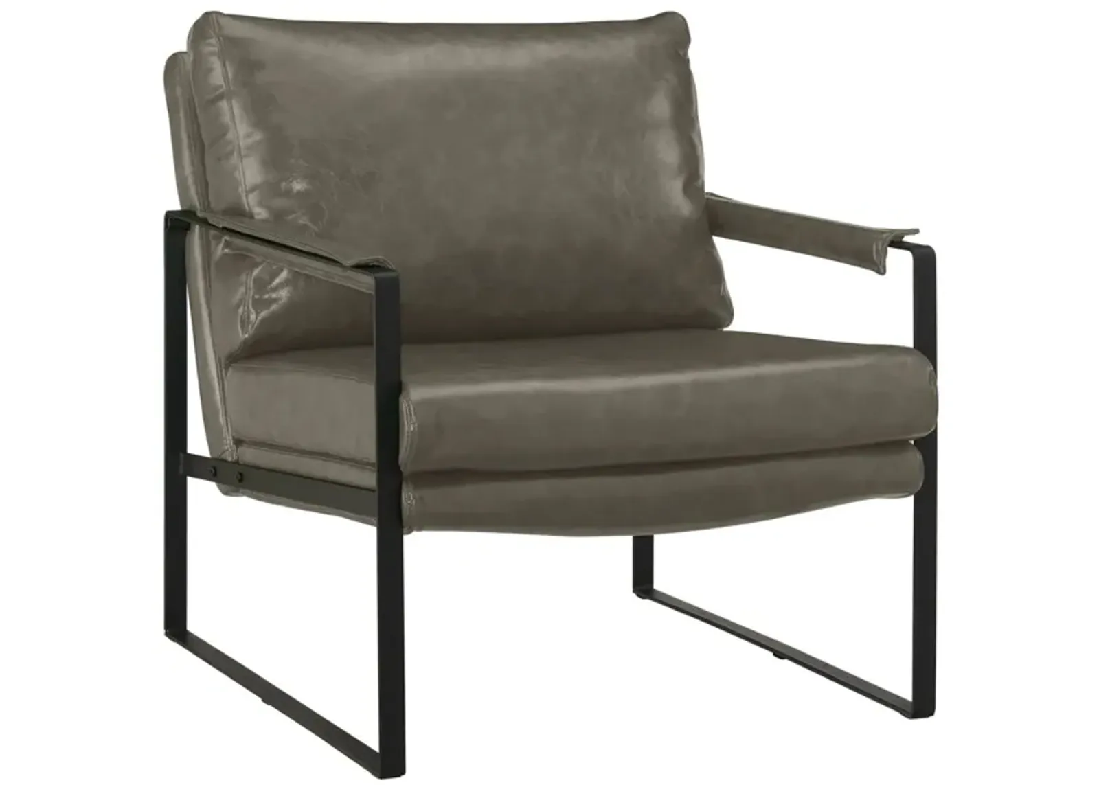 Faux Leather And Black Arm Chair 27" - Dark Gray