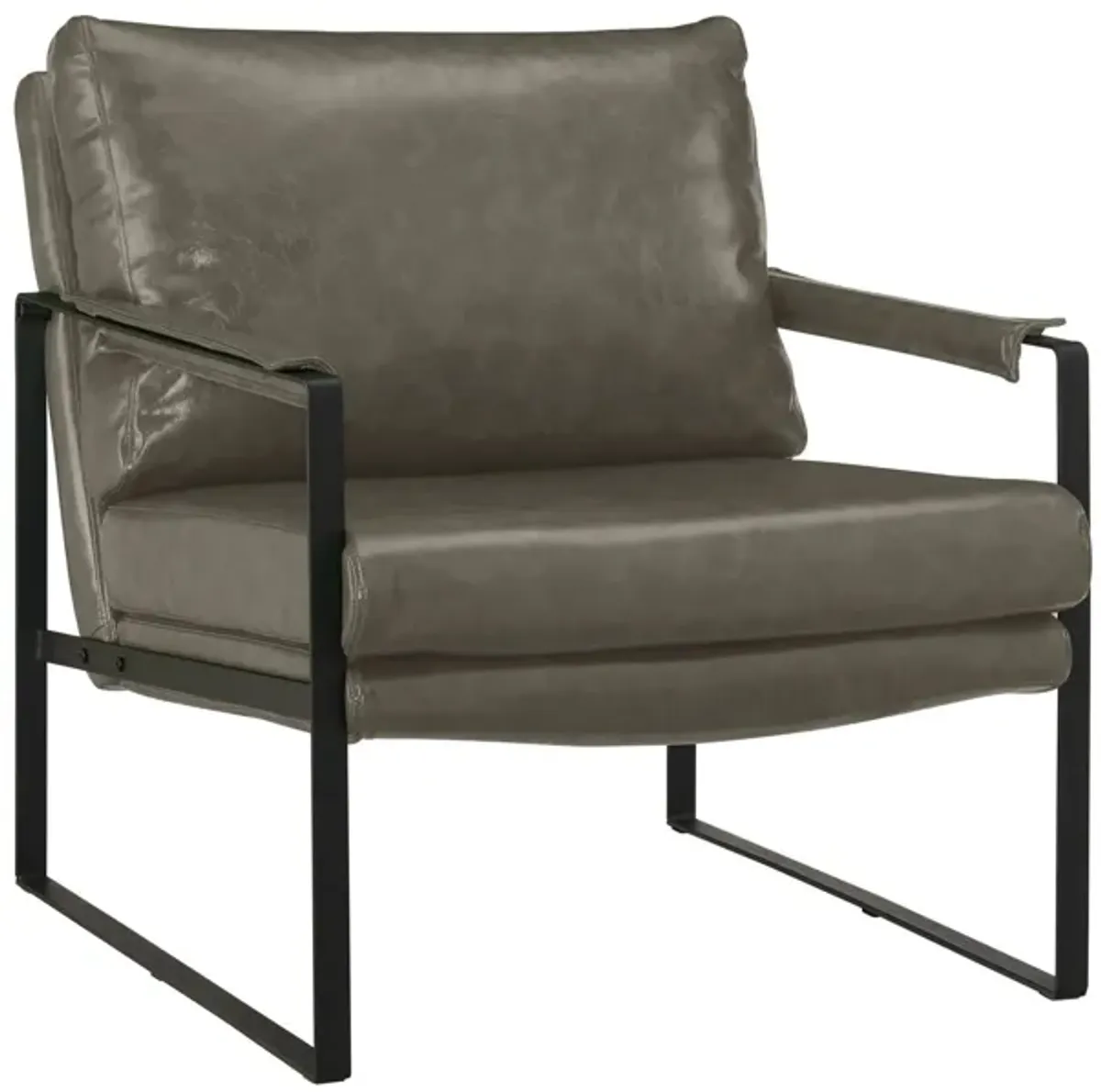 Faux Leather And Black Arm Chair 27" - Dark Gray