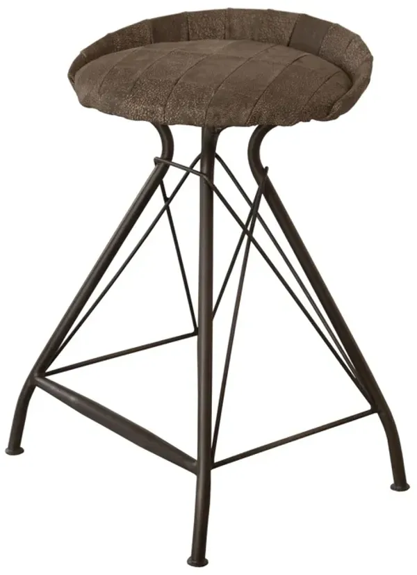 Leather Swivel Low Back Counter Height Bar Chair With Footrest 26" - Brown and Black