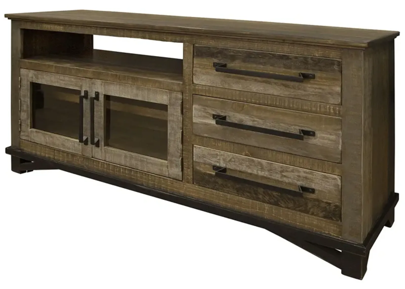 Cabinet Enclosed, Storage Distressed TV Stand - Brown