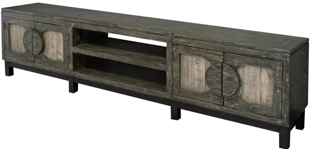 Wooden Cabinet Enclosed Storage Distressed TV Stand - Brown