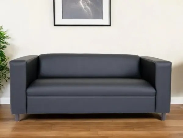 Faux Leather Sofa - Black