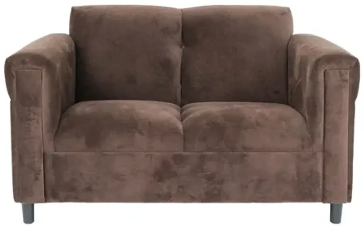 Microsuede Loveseat - Dark Brown / Black