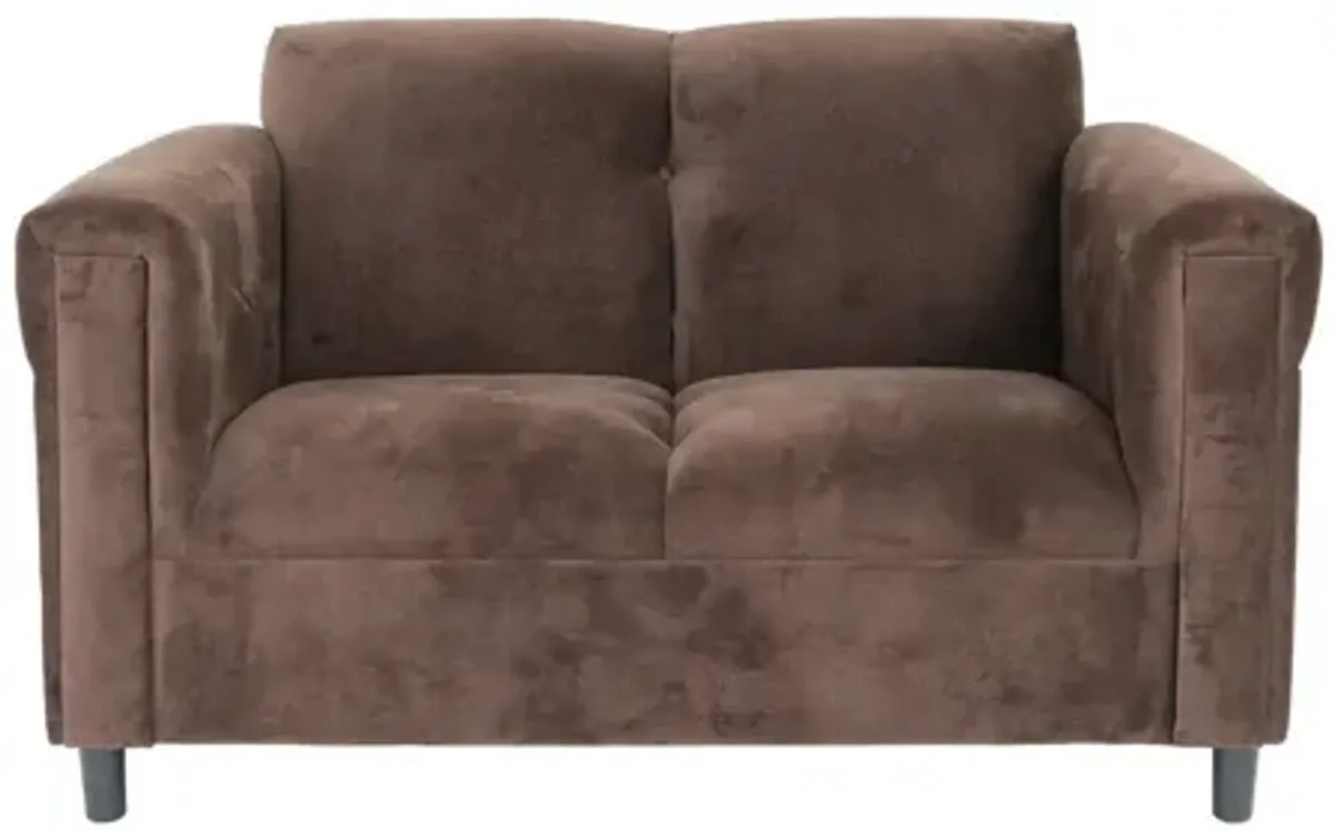 Microsuede Loveseat - Dark Brown / Black