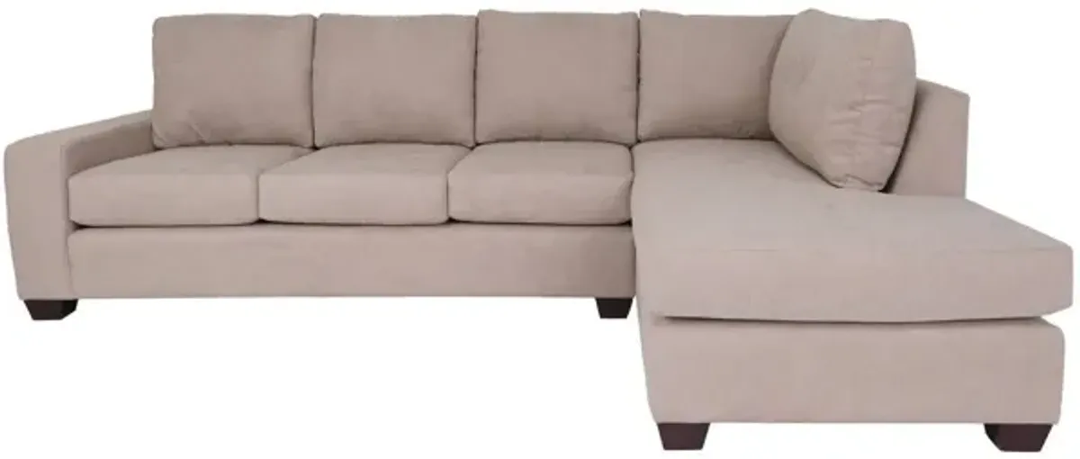 Polyester Blend Stationary L Shaped Two Piece Corner Sectional - Tan